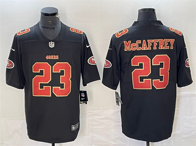 Men's San Francisco 49ers #23 Christian McCaffrey Black Vapor Untouchable Limited Stitched Jersey Men's San Francisco 49ers #23 Christian McCaffrey Black Vapor Untouchable Limited Stitched Jersey